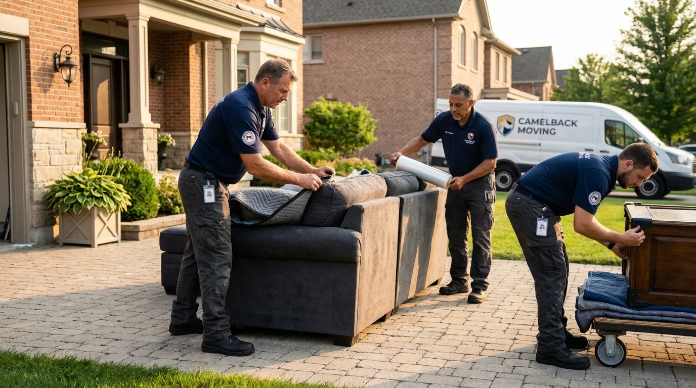 Large estate moving crew wrapping furniture in Roselle Park, NJ
