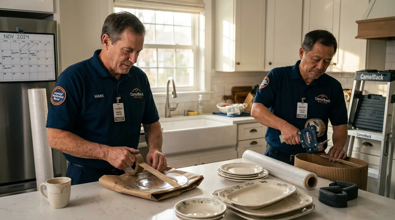 Professional crew packing kitchen dishware in Roselle Park, NJ