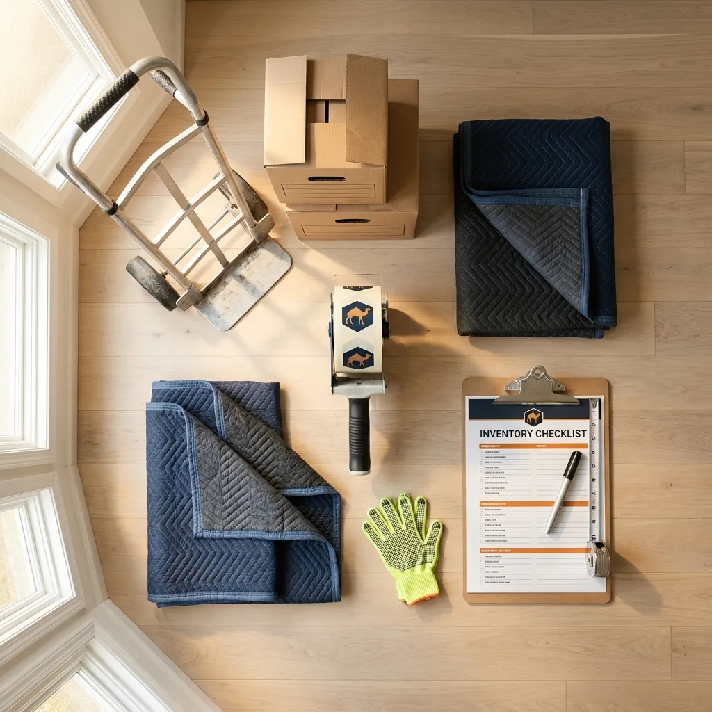Professional moving supplies and packing materials layout for Roselle Park residential relocations